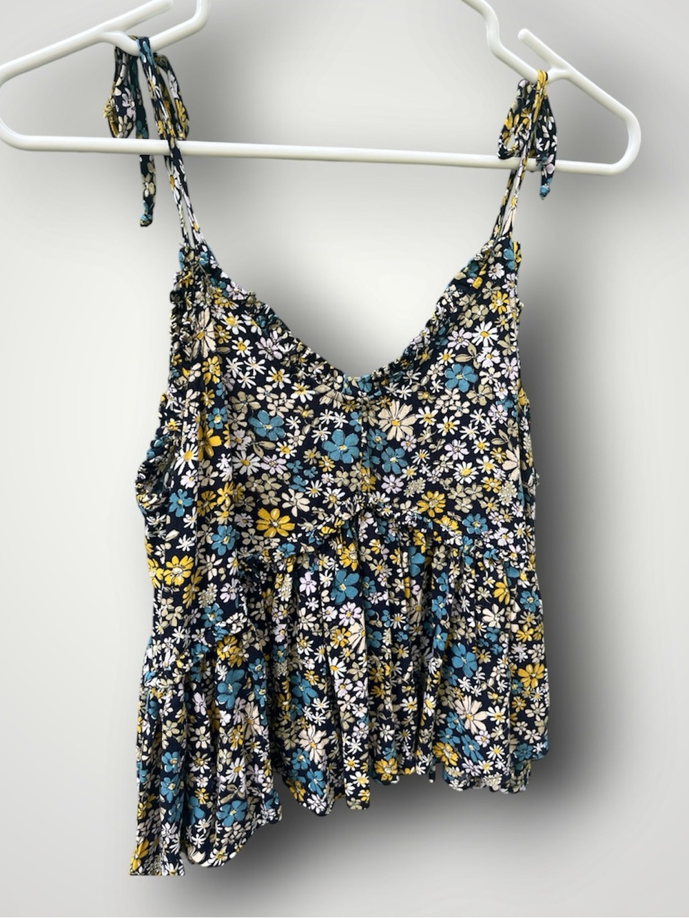 Patrons of Peace Babydoll Boho Ditsy Floral Ruffle Cami Tank